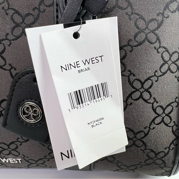 NEW Nine West Briar Satchel Purse Black Logo - Picture 12 of 12